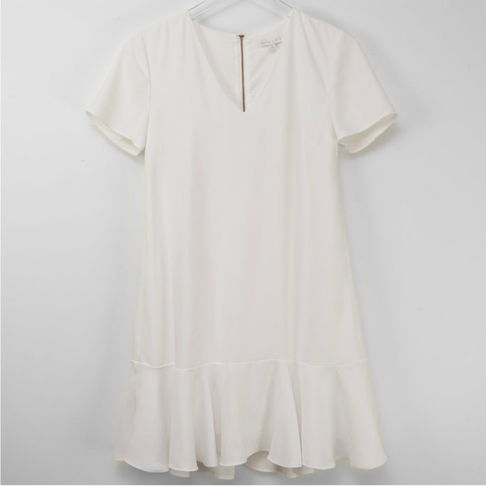 Anna Cate Laura Dress Flounce Dress White Shift Size Small
